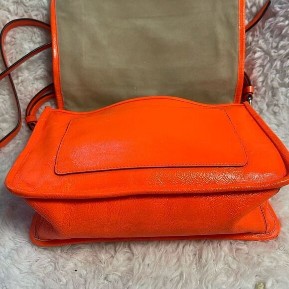 Theyskens Theory Flap Shoulder/crossbody Bag neon orange leather & khaki fabric - Picture 9 of 16